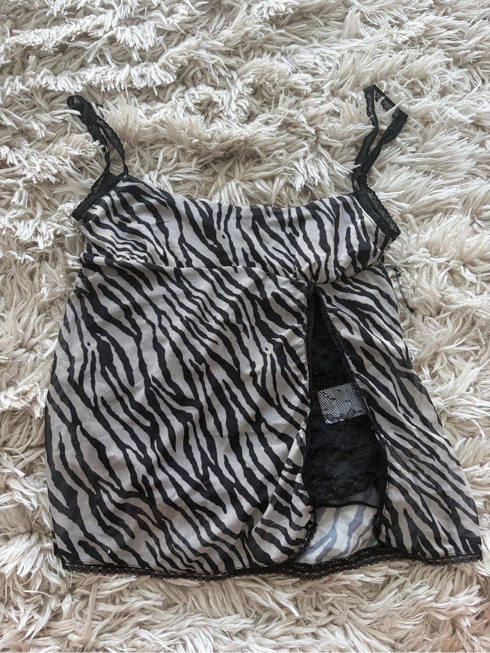 Harlow Black & White Zebra Lace-Trim Cami